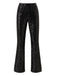 Black 1920s Solid Sequin Flared Pants