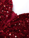 Wine Red 1980s Strapless Sequin Feather Trim Mini Dress