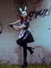 Black 1950s Halloween Patent Bloody Maid Dress
