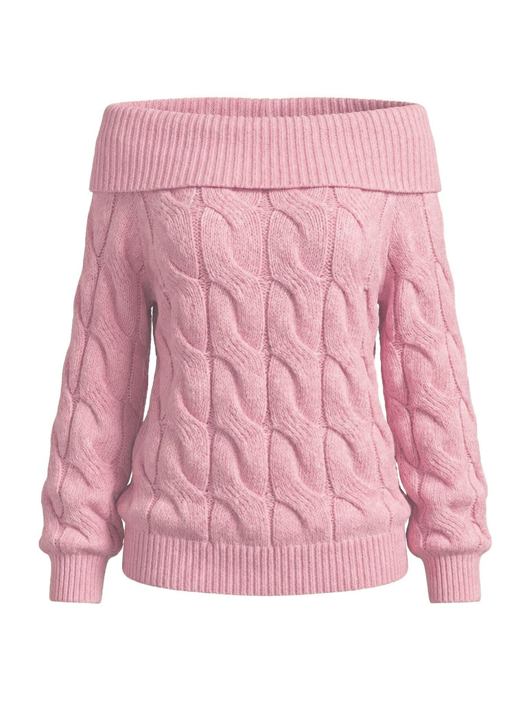 2000s Y2K Solid Off-Shoulder Sweater