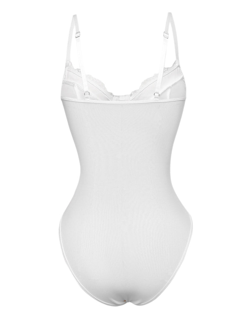 1960s Lace Spaghetti Straps Corset Bodysuit