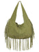 Boho Fringe Suede Hobo Shoulder Bag