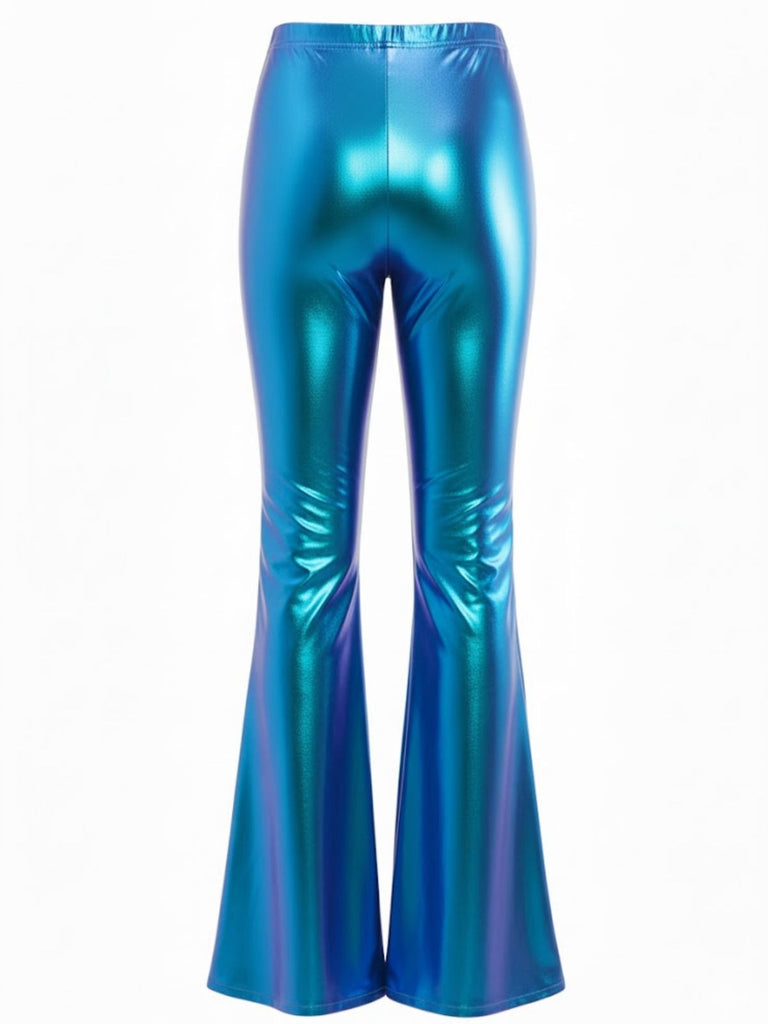 1970s Solid Laser Metallic Tight Bootcut Pants