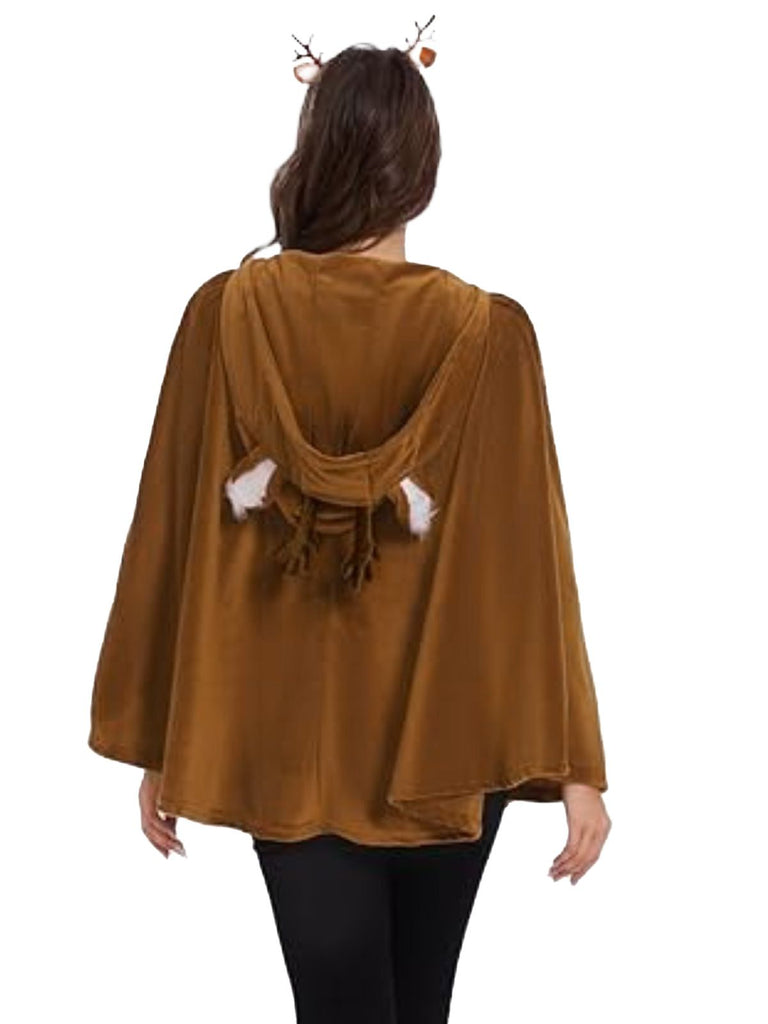 Brown 1940s Christmas Forest Deer Cape