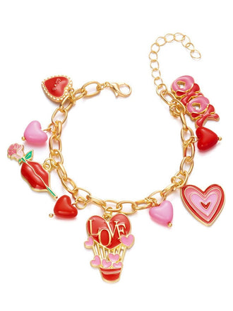 Valentine's Day Heart Rose Love Pendant Bracelet