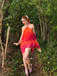 Orange 1960s Gradient Halter Layered Chiffon Mini Dress