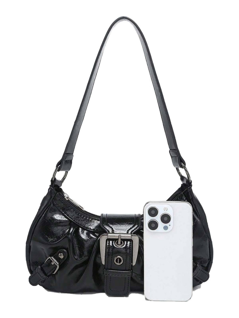 Vintage Leather Buckle Design Shoulder Bag