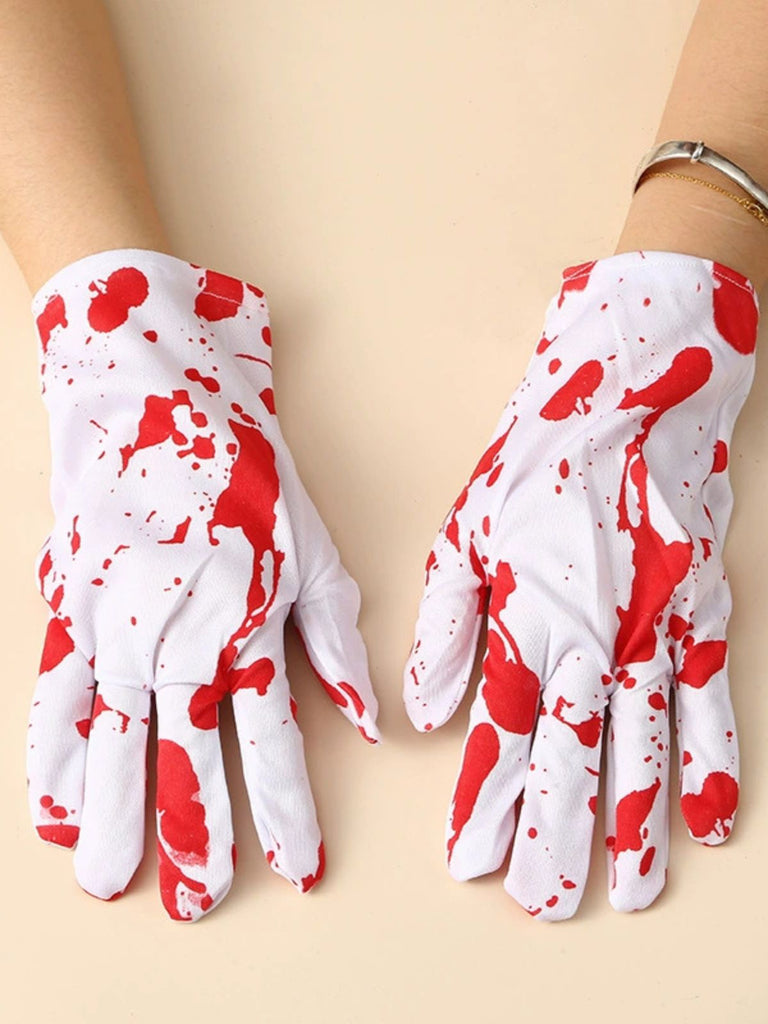 White Halloween Spooky Bloody Gloves