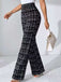 Black 1930s Plaid High Waisted Wide-Leg Pants