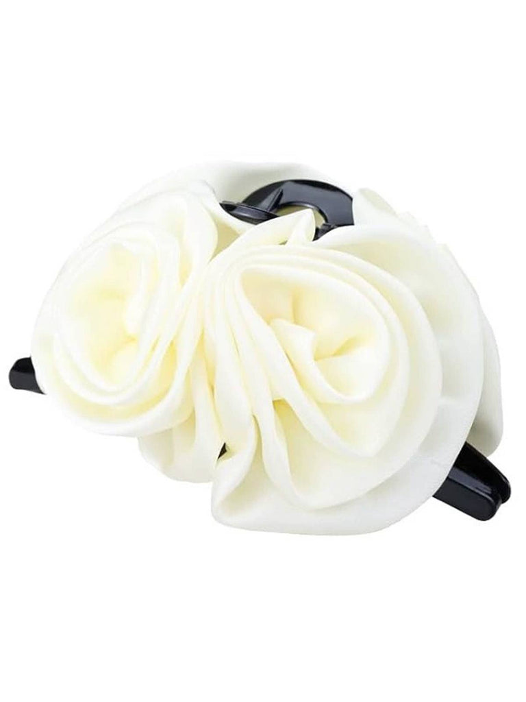 Valentine's Day 3D Floral Rose Satin Hair Claw Clip