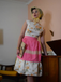 Yellow 1950s Boat Neck Antique Floral Dress
