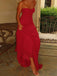 Red 1930s Solid Holiday Ruffle Backless Cami Dress