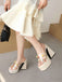 Gem Studded Transparent Chunky Heel Shoes