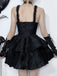 Black 1950s Square Neck Lace Print Cross Bubble Dress