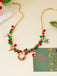 Christmas Bells Candy Cane Wreath Pendants Necklace