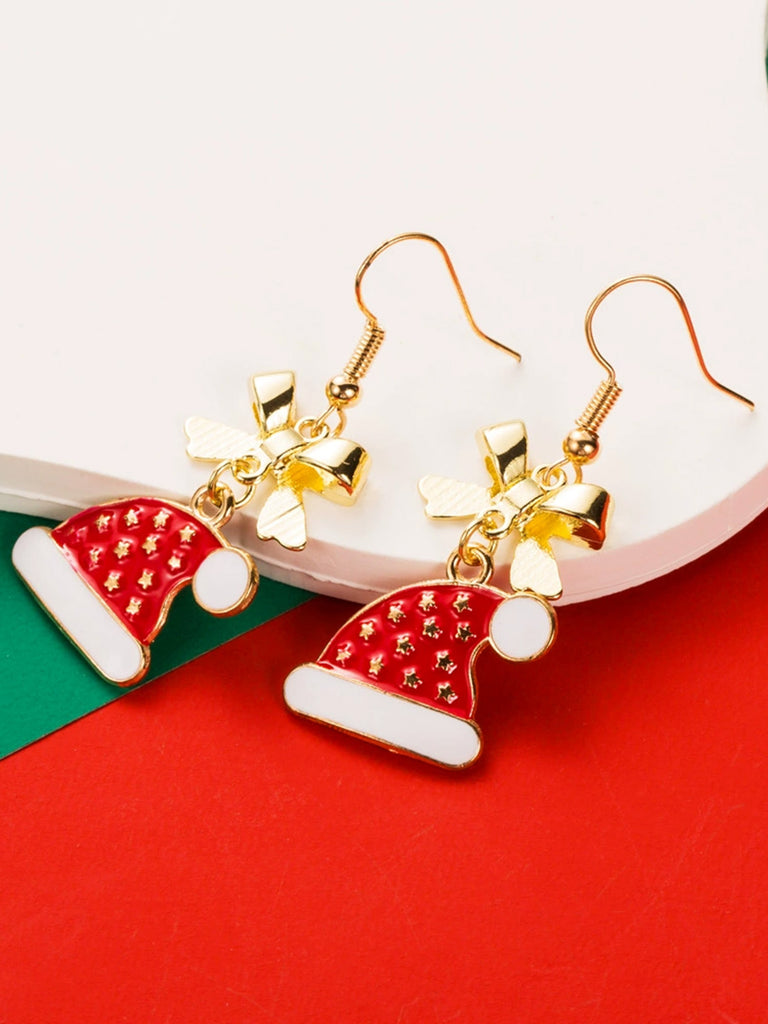 Christmas Hat & Snowflake Rhinestone Earrings
