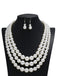 Vintage Layered Pearl Necklace & Earring Set