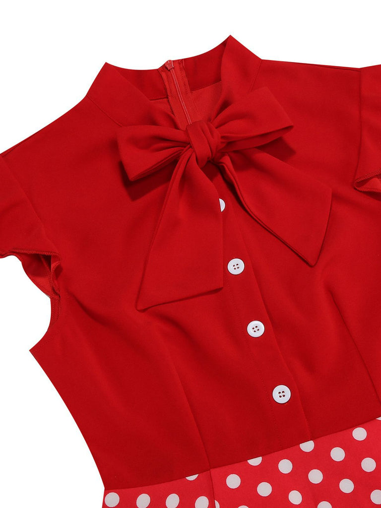 1950s Polka Dot Bow Swing Dress