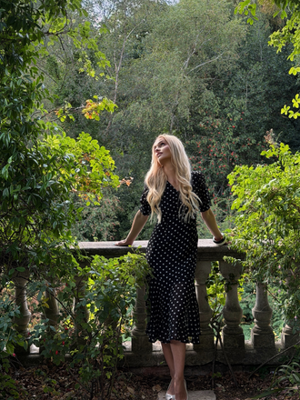 Black 1930s Polka Dot Mermaid Dress