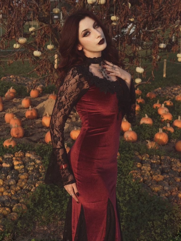 1930s Lace Long Sleeve Fishtail Dress