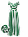 [Pre-Sale] Green 1960s Off-Shoulder Stripes Jumpsuit