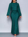 1930s Glitter Ruched Lantern Sleeve Knit Fishtail Dress