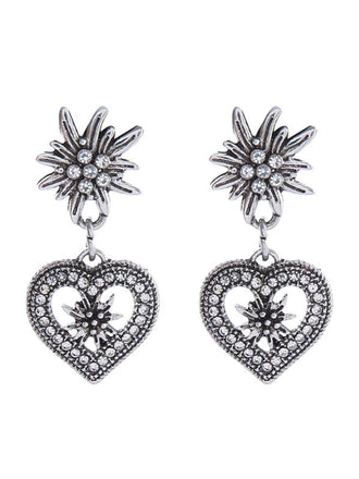 Vintage Heart Edelweiss Earrings