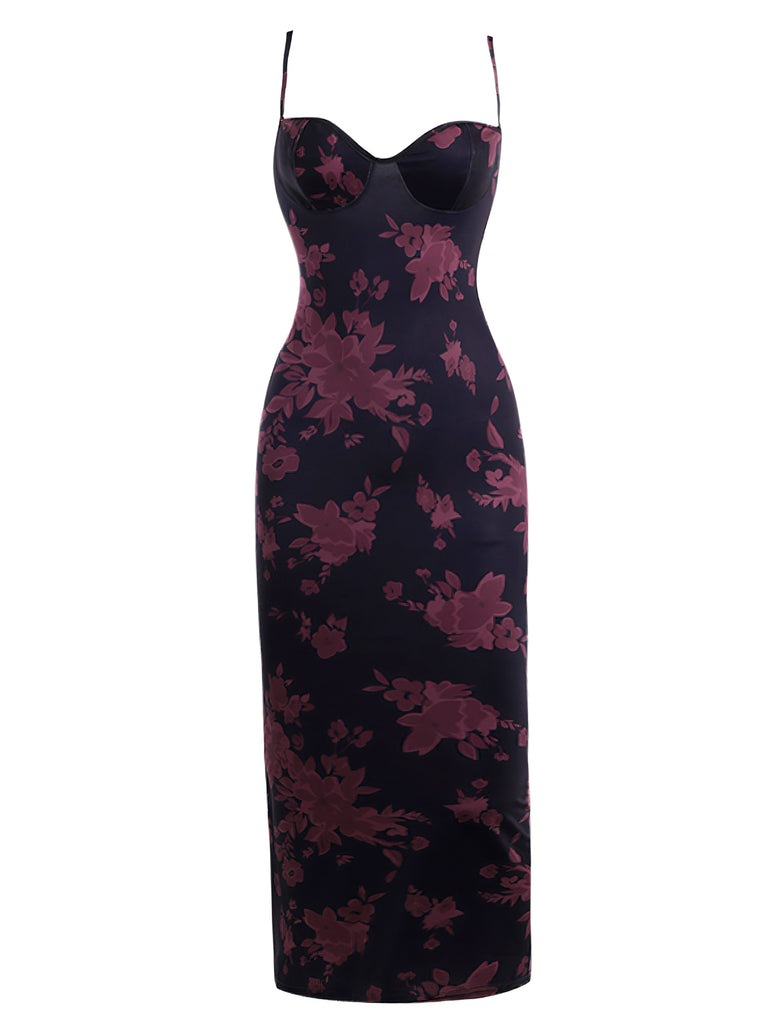 1930s Spaghetti Strap Leopard Floral Dress