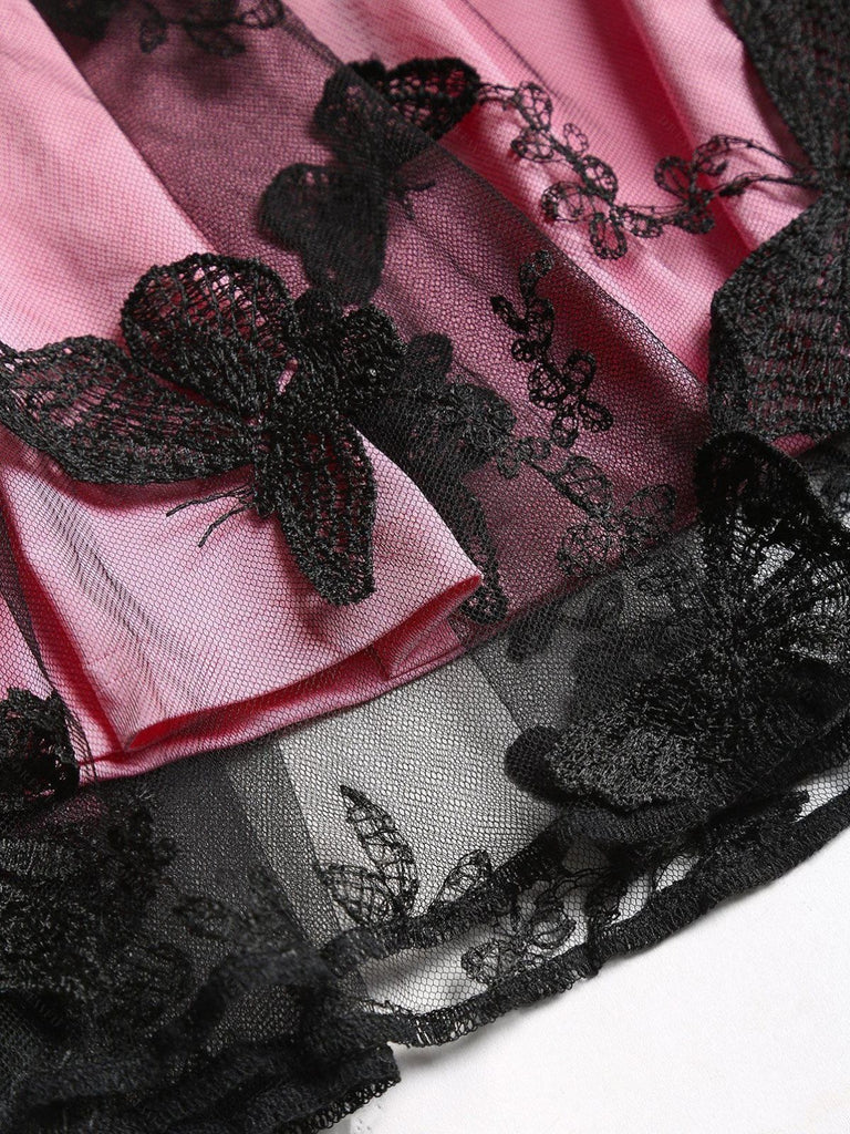 1950s 3D Butterfly Embroidered Patchwork Dress