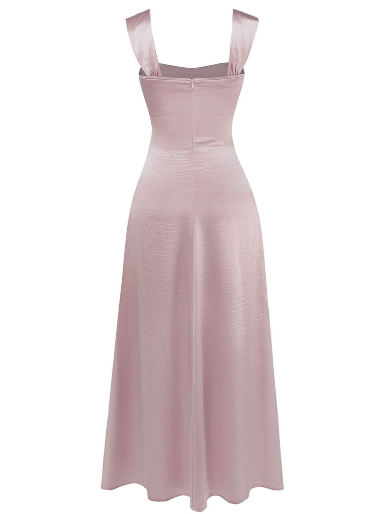 1930s Satin Rhinestone Wide-Strap Maxi Dress