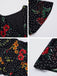 1940s Deep V-Neck Chiffon Polka Dots Floral Dress