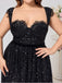 [Plus Size] Black 1940s Sequined Lace Sweetheart Neck Dress
