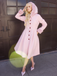Pink 1950s Faux-Wool Hooded Button Coat
