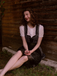 2PCS Black 1950s Ethnic Floral Lace-Up Dress & Apron