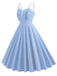 1950s Spaghetti Strap Plaids Button Swing Dress
