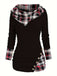 1940s Knit Plaid Button Hooded Sweater