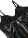 Black 1980s Spaghetti Strap Leather Bodysuit