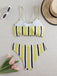 1940s Spaghetti Strap Bow Contrast Stripes Bikini