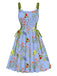 1950s Strap Floral Lace-Up Corset Dress