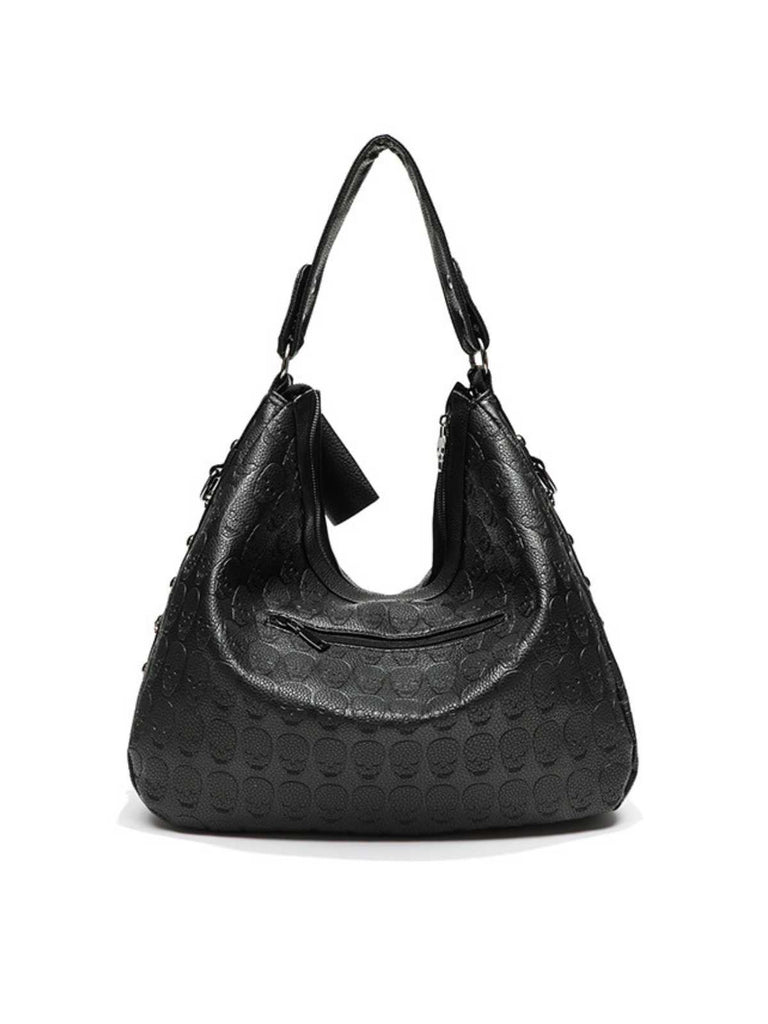 Gothic Skull Studded Chain Hobo Bag
