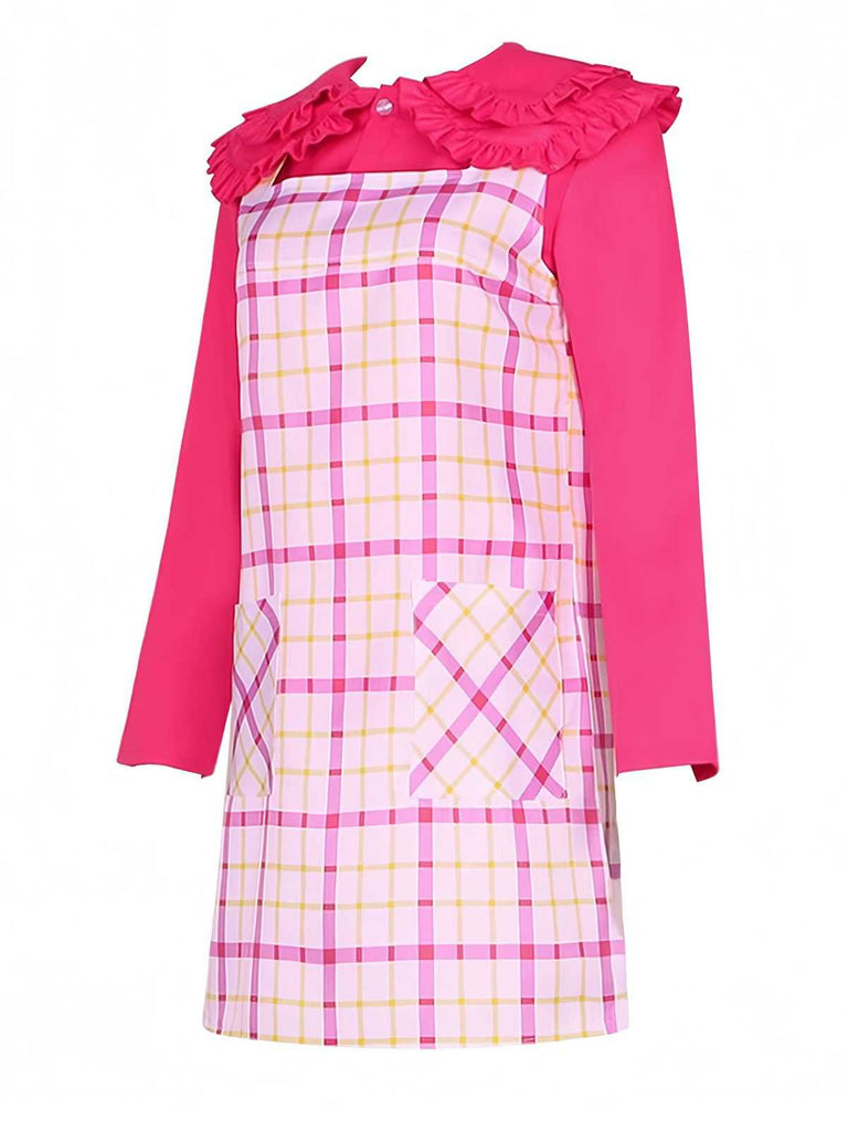 2PCS 1960s Plaids Pocket Wednesday Addams Style Top & Dress
