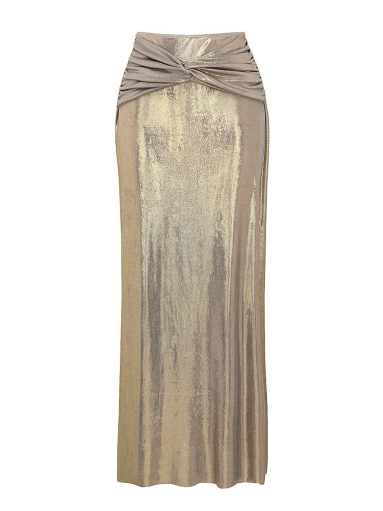 5PCS Gold 1980s Bejeweled Metallic Egyptian-Inspired Bikini Set