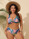 [Plus Size] Multicolor 1950s Tropical Floral Bikini Set