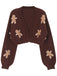 Brown 1960s Christmas Gingerbread Cropped Sweater Cardigan