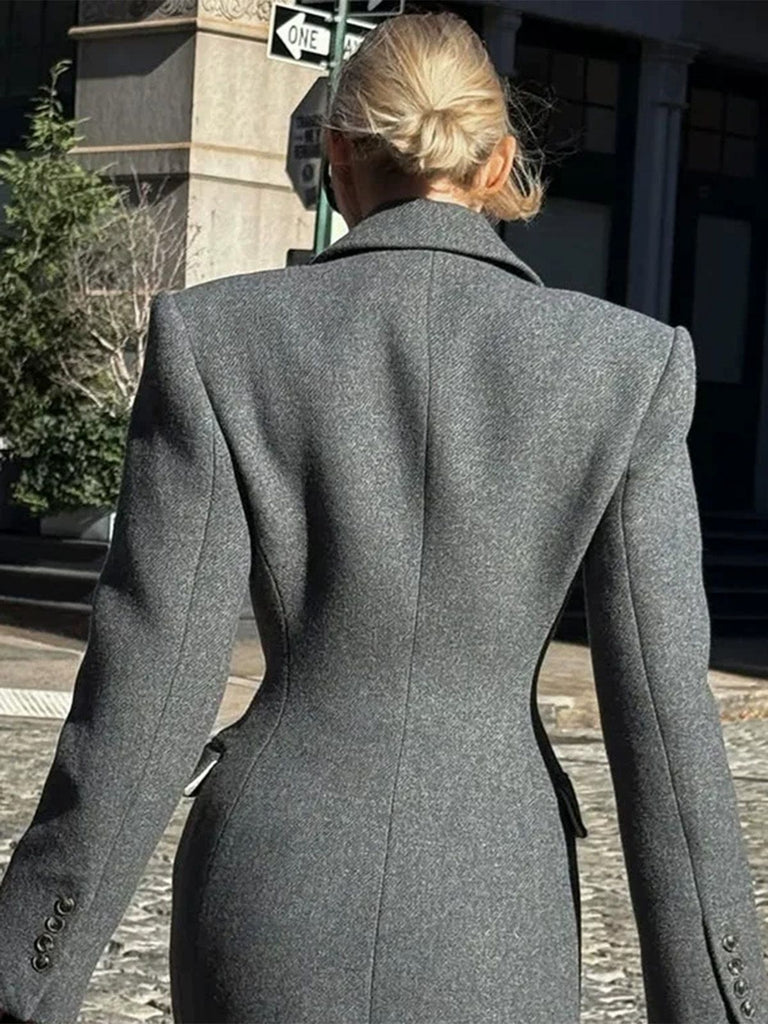 1930s Solid Lapel Button Wool Coat