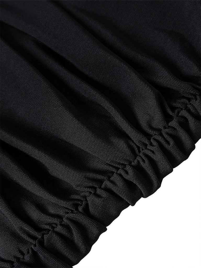 1930s Solid Off-Shoulder Bodycon Maxi Dress