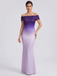 Purple 1930s Ombre Off-Shoulder Backless Maxi Dress