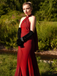 1930s Solid Chiffon Criss Cross Strapless Convertible Dress