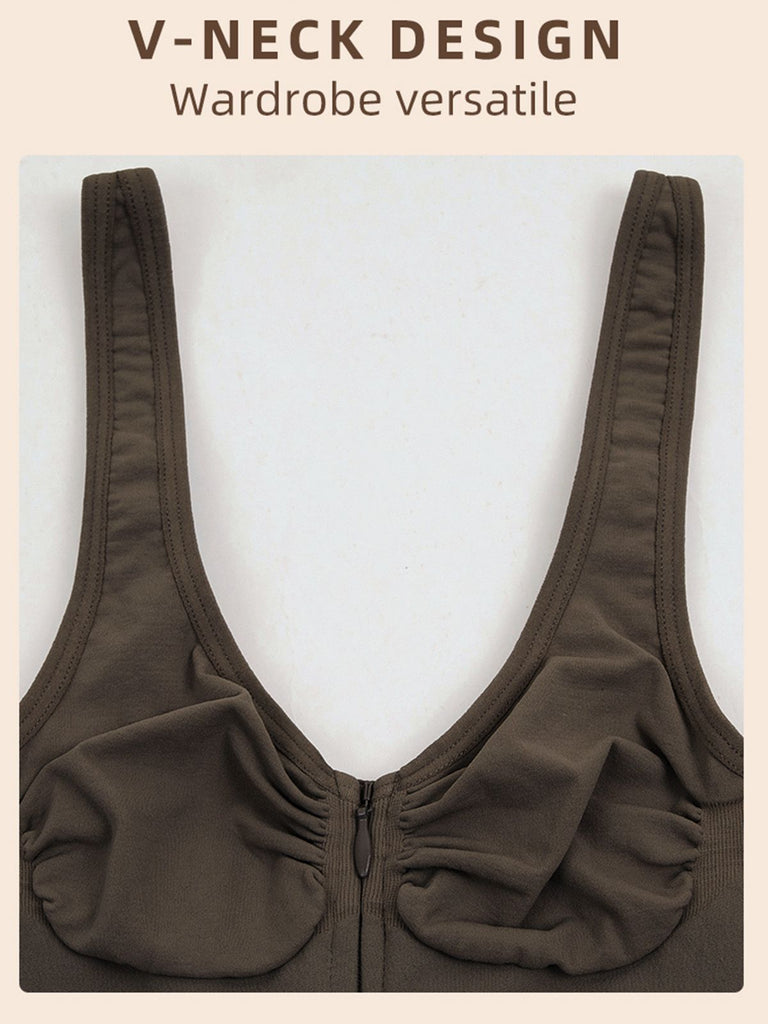 1980s Solid Front Zipper Shapwear Bodysuit