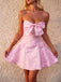 Pink 1950s Floral Lace Strapless Bow Dress